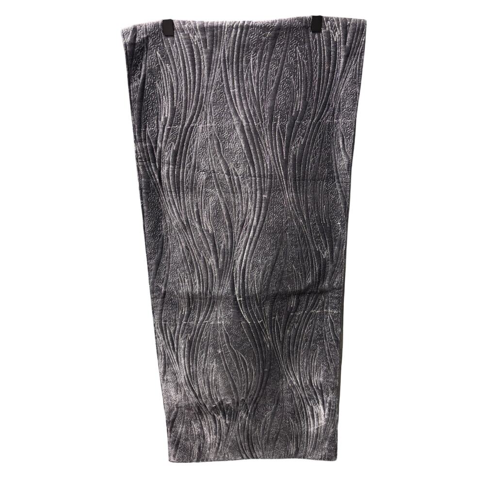 Tahari Home Gray Quilted Velvet Table Runner Textured Modern Decor 72 Inch